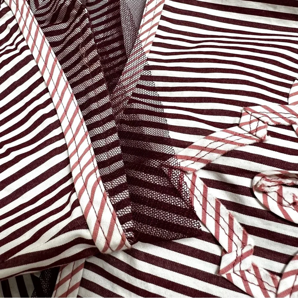 New Powder Pink Brown Striped Skirt‎ A-Line Office Siren School Teacher 3D Artsy